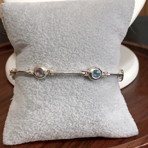 925 silver bracelet with multi color stones - Picture 4 of 7